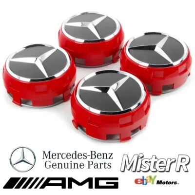 Mercedes-Benz • Juego de tapacubos centrales de rueda AMG rojos • W205 W213 • #A00040009003594 Foto 1 de 3
