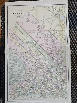 1888 LARGE Original Antique Cram MAP QUEBEC West Central, Montreal Levis Batisan - Image 1 of 4