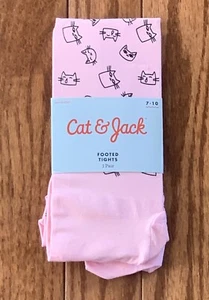 NWT Girls Cat and Jack Cats Pink Footed Nylon Tights Size 7-10 - Picture 1 of 2