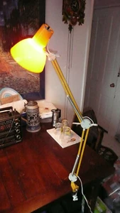 Vtg Luxo Model AM Yellow Articulating Clamp Table Drafting Lamp 36" Pt ChesterNY - Picture 1 of 12