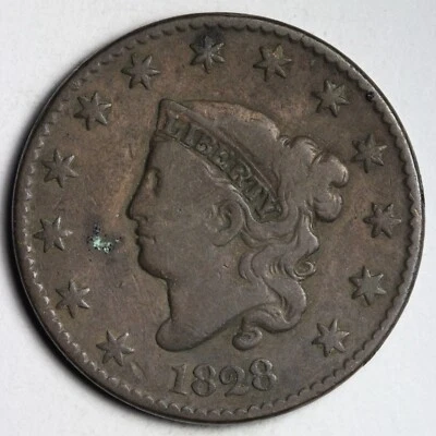 Centavo grande cabeza corona 1828 elección fina E118 XEZ Foto 1 de 2