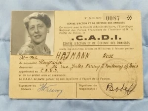 France CENTER FOR ACTION AND DEFENSE OF IMMIGRANTS Card WW2 Era 1940s Jewish  - Picture 1 of 5
