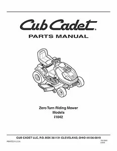Cub Cadet Parts Manual Model No. i1042 - Picture 1 of 1