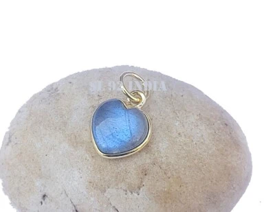 Dije de labradorita natural, dije de oro macizo de 18k, colgante de piedras preciosas hecho a mano Foto 1 de 4