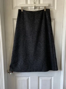 Hamnett A-Line Skirt Wool Black Lines Size 8 Mase in Italy - Picture 1 of 8