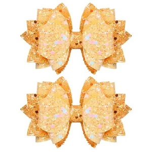 Glitter Bow Hair Clips 4 Layers Sparkly Sequin Hair Bows 3.6 Inch Kids Girls ... - Picture 1 of 6