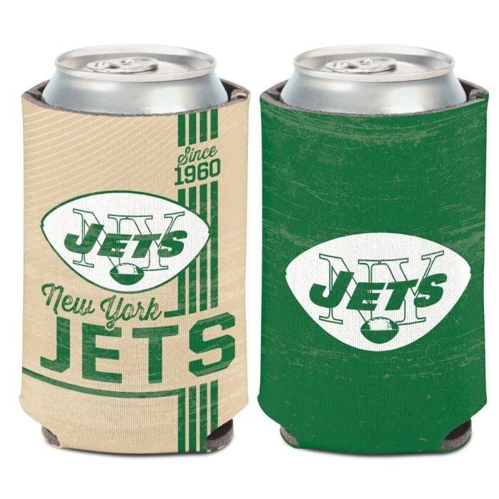 NEW YORK JETS 2 SIDED CLASSIC LOGO SOFT FOAM CAN BOTTLE COOZIE COOLER HOLDER - Image 1 of 1