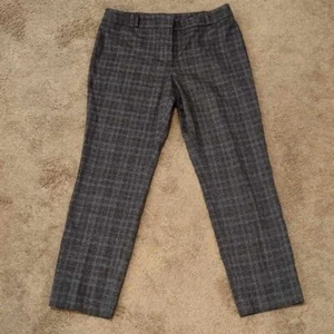 Anne Klein Plaid Dress Pants 12 Grey Dark Academia Career Classic Old Money Work - Picture 1 of 5