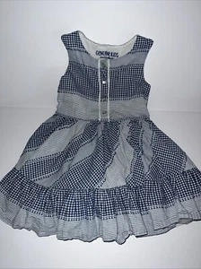 Genuine Kids By OshKosh B’Gosh Girls Dress Size 5T Blue Gingham Plaid - Picture 1 of 8