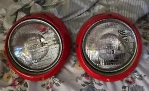 Faros rojos originales 1981 OEM para Porsche 911 911SC 930 con biseles luces principales - Imagen 1 de 8