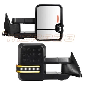 LH RH Power Heated Tow Mirrors Arrow Signal Light For 88-98 Chevy C/K Pickup - Picture 1 of 9