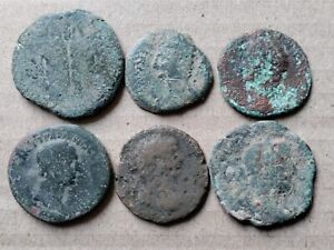 6 Large Roman Empire coins,  1st-3rd Century A.D. Sestertius, Dupondius, As etc.