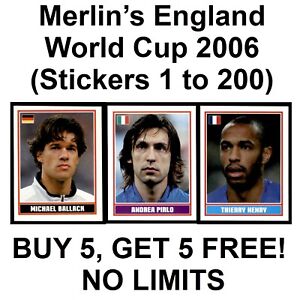 Merlin World Cup England 2006 (1 to 200) **Please Select Stickers**