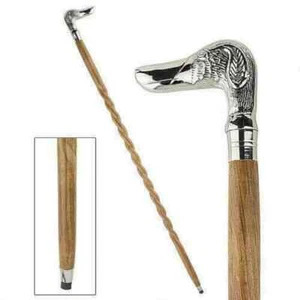 Handmade Walking Stick Vintage Solid Brass Dog Handle Victorian Wooden Cane - Picture 1 of 3