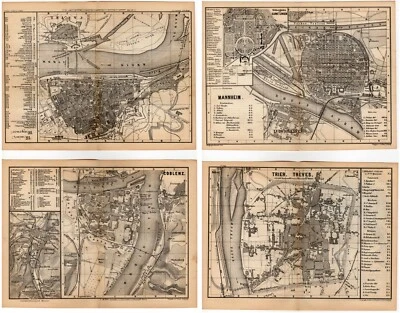 FOUR 1884 Antique Baedeker City Plans / Maps - Germany Travels Decor - Image 1 of 3