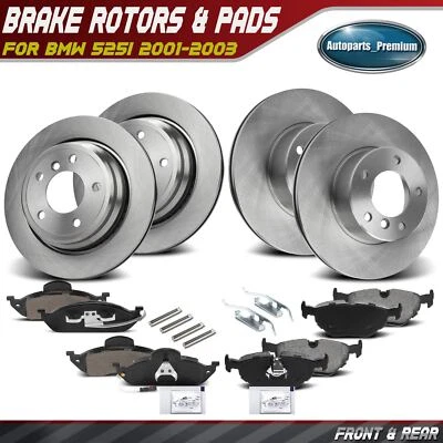 12x Rotores de freno de disco delanteros y traseros y pastillas de freno de cerámica para BMW 525i 2001-2003 Foto 1 de 4