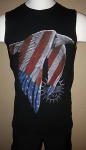 EAGLE WINGS DOWN FLAG STARS STRIPES USA BLACK SMALL SM MENS TANK TOP SHIRT NEW - Picture 1 of 1