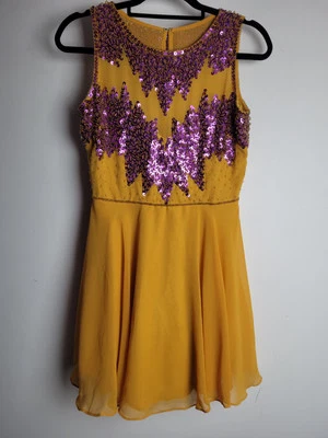 Vestido para mujer Virgos Lounge talla 8 amarillo con cuentas lentejuelas púrpura  Foto 1 de 4
