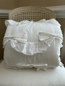 Pottery Barn Kids LoveShackFancy Sweet Dreams geraffte Schleife Babydecke weiß LESEN - Bild 1 von 7
