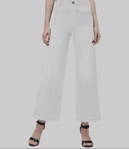 Pantalones de mezclilla cortos acampanados blancos Oprah’s con bolsillos delanteros pequeños nuevos sin etiquetas - Imagen 1 de 5