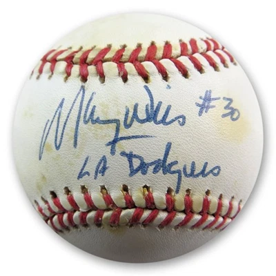 Maury Wills Signed Autograph NL Baseball "#30 LA Dodgers" Inscribed JSA AJ82629 - Image 1 of 3