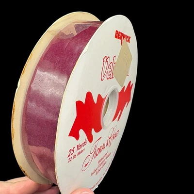 Berwick Velventine Velvet Ribbon Cranberry 1.5” x 25 Yards Waterproof USA - Image 1 of 4