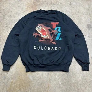 Vintage 1994 Taz Tasmanian Devil Colorado Black Crewneck Pullover Sweatshirt XL - Picture 1 of 6