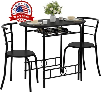 Juego de mesa de comedor de 3 piezas, juego de mesa y sillas de cocina para 2 Foto 1 de 4