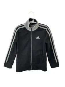 Adidas Black Track Jacket 4T Toddler Unisex Gray Zip Good Condition - Picture 1 of 5