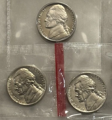 1984 P D S Jefferson Nickel - Proof & BU 3 Coin Lot - Mint Cello - Image 1 of 4