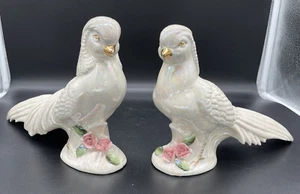 Iridescent Birds Pheasants Made In Japan Floral Bird Figurines Set Of 2, Vintage - Picture 1 of 16
