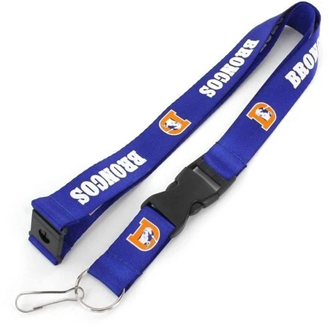 Denver Broncos Football NFL Retro Lanyard Key Ring Keychain w/ Safety Clip Cover
