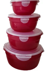 Lock & Lock Frischhaltedosen rund, 4 tlg. 480ml , 850 ml , 1,4l , 2,1 l - Beere - Bild 1 von 3