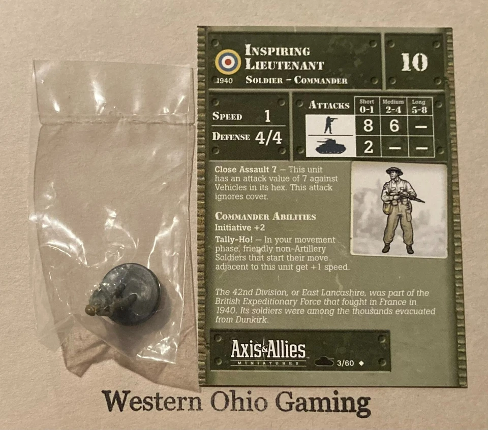 Axis & Allies Miniatures 1939-1945 Inspiring Lieutenant #3/60 NEW A&A Minis - Image 1 of 1