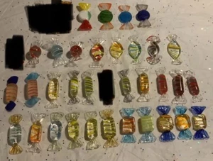 Lote de 33 piezas de caramelo de vidrio soplado envueltas en vidrio soplado de Murano vintage - Imagen 1 de 9