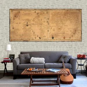 Póster de lienzo artístico antiguo mapa mágico del tesoro del mundo pintura vintage decoración de pared S156 - Imagen 1 de 5