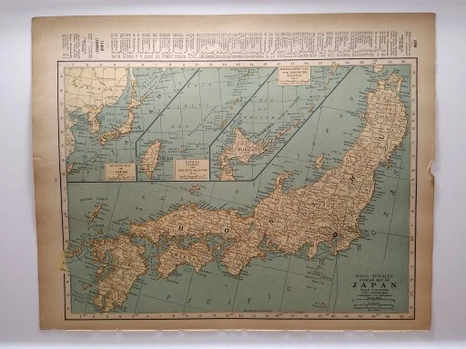 1929 Vintage JAPAN Atlas Map Original Antique Rand McNally Premium Atlas - Image 1 of 4