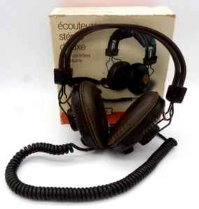 Auriculares estéreo de lujo vintage originales marrón y blanco Jana JH 11 con caja - Imagen 1 de 12