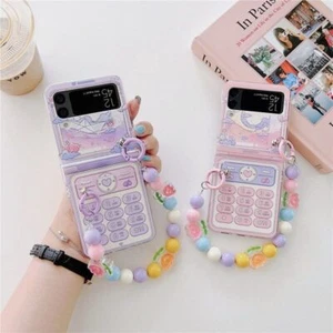 Coque téléphone bracelet coréen mignon pour Samsung Galaxy Z Flip 4 3 rigide PC - Photo 1 sur 28