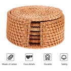 6 Pcs Tea Cup Pads Coasters Desk Top Decor Rattan Wood Tylish Handmade Braided