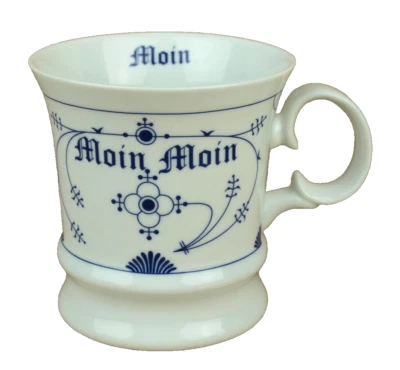 Porzellan Becher Indisch Blau - Moin Moin - Kapitänsbecher Strohblume 350ml - Bild 1 von 4