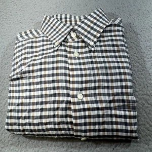 Eton Shirt Mens 16 Large Black Slim Gingham Check Swedish Button Casual Chelsea - Picture 1 of 14