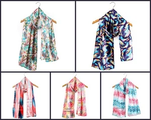 Frauen lang Blumen Seide Mischung Pashmina Schal Halstuch Stola Sonnenschutz Schals Geschenk - Bild 1 von 21