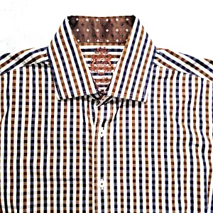 English Laundry Mens Long Sleeve Shirt Size 15.5 Plaid Button Down Flip Cuff - Picture 1 of 16