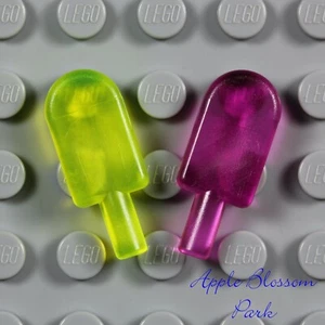LEGO Lot/2 Minifig POPSICLES -Pink Cherry & Green Fruit-Pop Kitchen Dessert Food - Picture 1 of 3