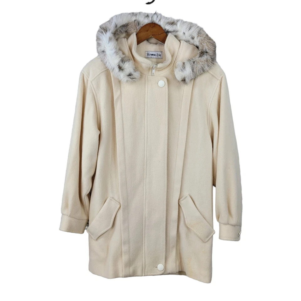 Abrigo Vintage Talla Pequeña 4/6 Invierno Cremallera Cálido Con Capucha Lana Piel Borde Blanco Foto 1 de 4