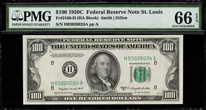 1950C $100 Federal Reserve Note - St. Louis - FR. 2160-H - PMG 66 EPQ - TOP POP - Picture 1 of 2
