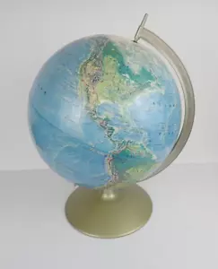 Rand McNally World Ritratto Globo anni 60 70 vintage topografia rialzata 12"D - Foto 1 di 7
