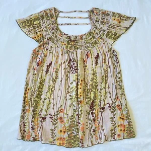 Free People M Top Tunic Floral Cotton India Strappy Lightweight Garden Textured - Picture 1 of 14