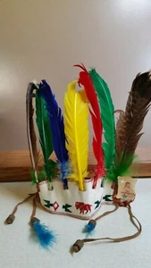 VINTAGE CHEROKEE QUELLA KINDER INDISCHER KOPFSCHMUCK AUTHENTISCH - Bild 1 von 6